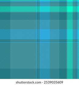 Pequeno padrão xadrez, fundo tartan sem emenda. Tecido têxtil vetor de textura da sala em ciano e paleta de cores brilhantes.