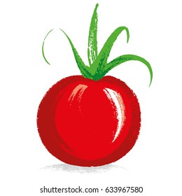 Small Cherry Tomato Hand drawn with brush & ink, vector illustration, fully adjustable & scalable.
