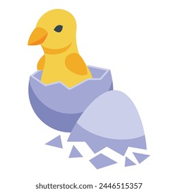 Small chick icon isometric vector. Chicken egg. Easter baby