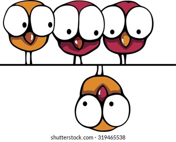 small chicks bird series, a row of bird, Sitting on a Wire