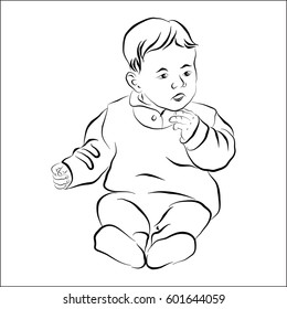 Small child contour vector illustration