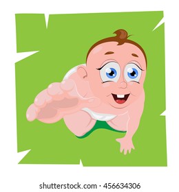 Small child crawling and smiling. Illustration on white background 