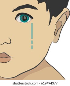  small child is crying, go tear vector illustration
