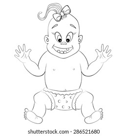 Small child laughs and holds out his hands.