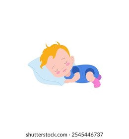 Small child is sleeping. Vector color illustration on a white background.