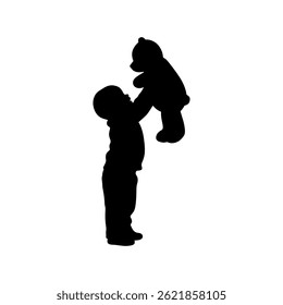 Petite enfant silhouette en peluche Image vectorielle à plat illustration design.