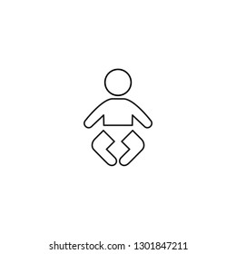 Small child. Vector linear icon, white background.