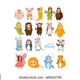 Small children in animal costumes
