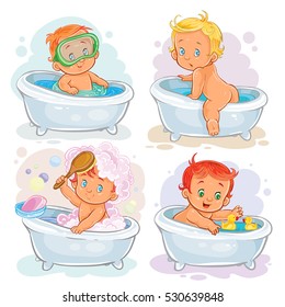 Small children take a bath