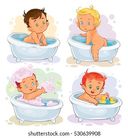 Small children take a bath