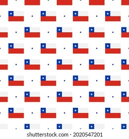 Small Chile flags and dots vector seamless pattern background for Independence Day, national holidays design.
