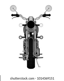 A small chopper is a classic. Vector black and white illustration with contour lines