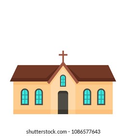 Small church icon. Flat illustration of small church vector icon for web