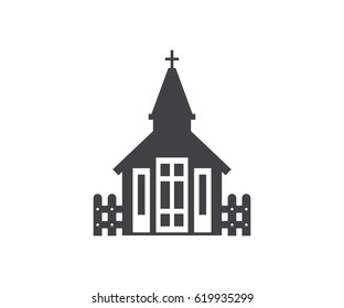 Small church vector icon in outline design.