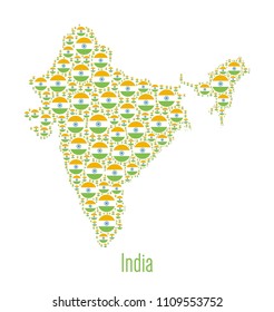 Small circle India flag collage in India map