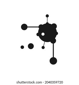 small circles connected by a line to a hollow circle