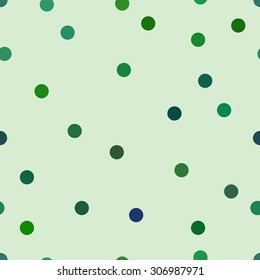 Small circles in soft green colors. Cute polka dot. Vector seamless pattern. 