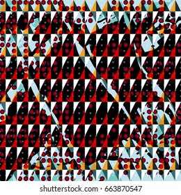 Small circles and triangles on a dark background geometric abstract pattern