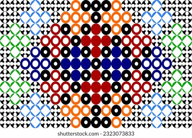 Small circles of various colors lined up to form a new pattern
