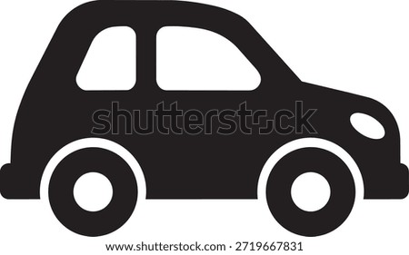small city car icon side view black mini auto vector illustration