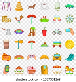 Small city icons set. Cartoon style of 36 small city vector icons for web for any design