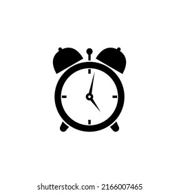 Small clock illustration vector black color isolated. Alarm clock icon.