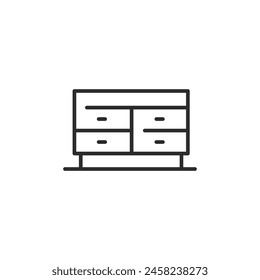 Small closet icon. Modern minimalist small closet with drawers, perfect for illustrating storage solutions in interior design apps and home organization websites. For home setting. Vector illustration