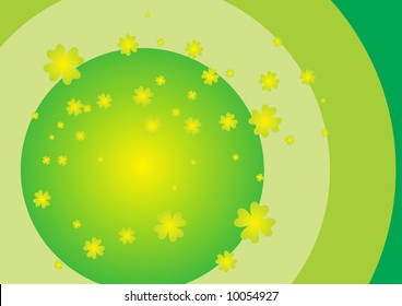Small clover shapes on big green shade background