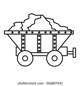 Small coal trolley icon. Outline illustration of small coal trolley vector icon for web