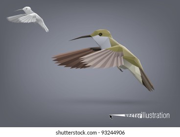 Small Colibri in flight stylized polygonal model