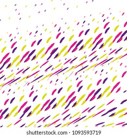 Small colored droplets on a white background, abstract pattern