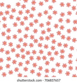 small colored flowers on a white background. For prints, postcards, greeting cards, wedding invitations, birthday, Valentine's day. Seamless floral pattern. Vector illustration.