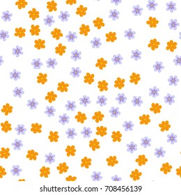 small colored flowers on a white background. For prints, postcards, greeting cards, wedding invitations, birthday, Valentine's day. Seamless floral pattern. Vector illustration.