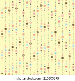 small colorful floral line vector on blond background