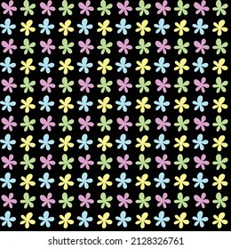 small colorful flower pattern on black background