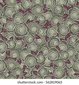 Small colorful flowers. Small cute simple spring stylized rose flowers. Beautiful vector seamless pattern in small abstract neutral rose flowers.