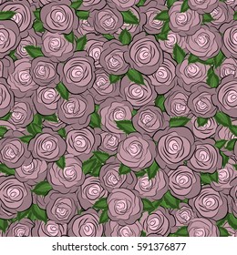 Small colorful flowers. Small cute simple spring stylized rose flowers. Beautiful vector seamless pattern in small abstract neutral rose flowers.