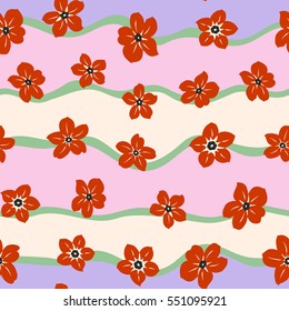 Small colorful flowers. The elegant the template for fashion prints. Motley illustration. Spring floral background with orange flowers. Vector cute pattern in small flower.