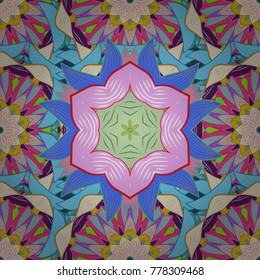 Small colorful flowers. Motley illustration. Spring floral background with blue, pink and beige flowers. The elegant the template for fashion prints. Vector cute pattern in small flower.