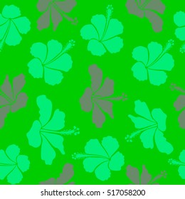 Small colorful flowers. Vector cute pattern in green hibiscus flowers. Spring floral background. Motley seamless pattern. The elegant the template for fashion prints.