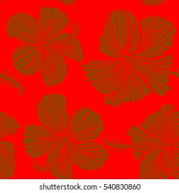 Small colorful flowers. Vector cute pattern in red and brown hibiscus flowers. Spring floral background. Motley seamless pattern. The elegant the template for fashion prints.