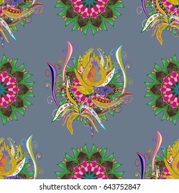 Small colorful flowers. Vector cute pattern in small flower. Motley illustration. The elegant the template for fashion prints. Spring floral background with blue flowers.