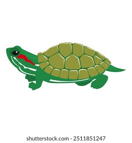 Pequeña tortuga de agua dulce colorida -Vector-