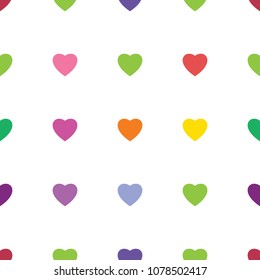 Small colorful hearts on a white background, seamless pattern, vector illustration, EPS 8.