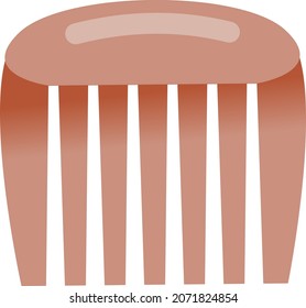 Small comb in brown color isolated vector graphic icon or illustration