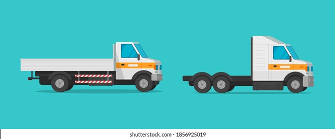 Small commercial vehicle, mini cargo truck or lorry freight vehicle flat cartoon illustration clipart isolated