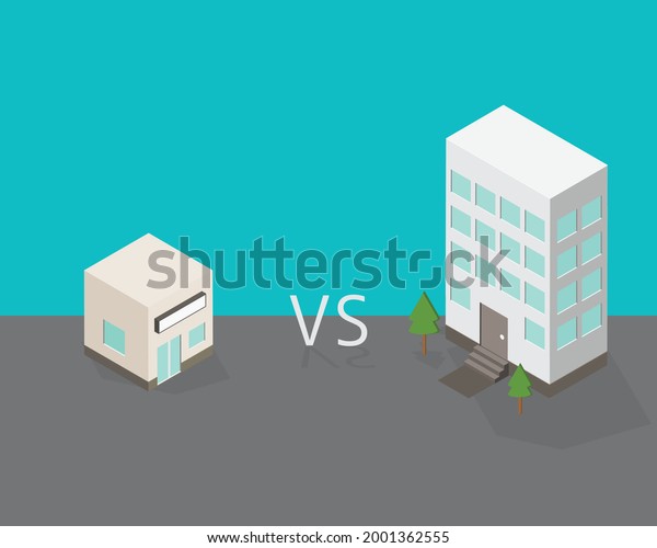 Small Company Compare Large Company Show Stock Vector (Royalty Free ...