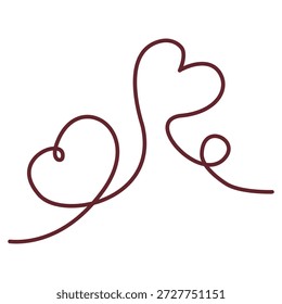 pequena linha contínua formas cardíacas conectadas românticas doodle elemento