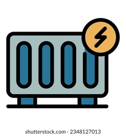 Small convector icon outline vector. Electric radiator. Home heating color flat