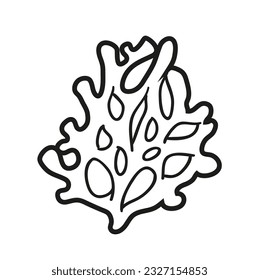 Small coral outlined for coloring page isolated on white background
